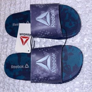 Reebok Navy and Teal Slide Sandals